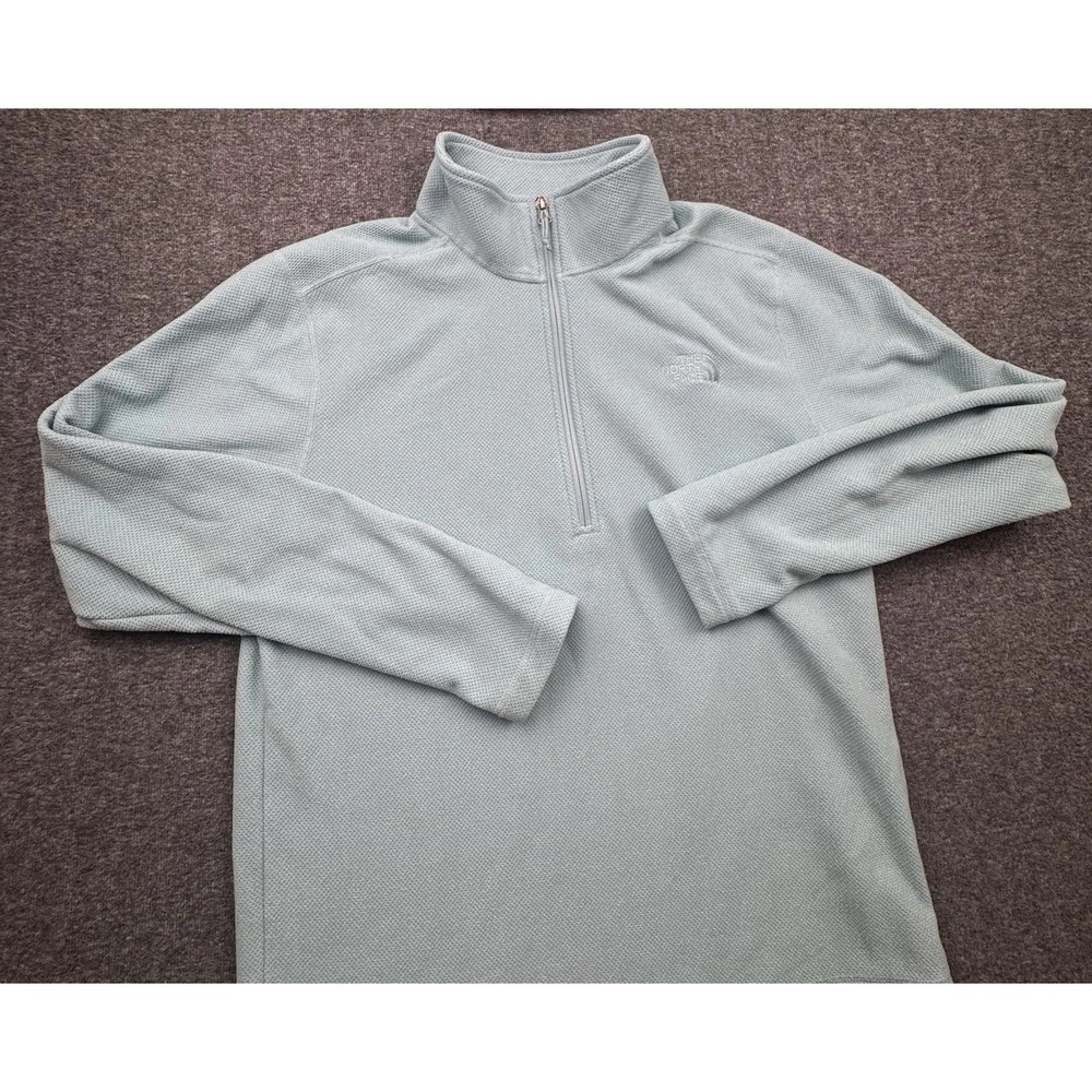 The North Face Texture Cap Rock 1/4 Zip Fleece Pullover Blue Mens Sz L Hiking